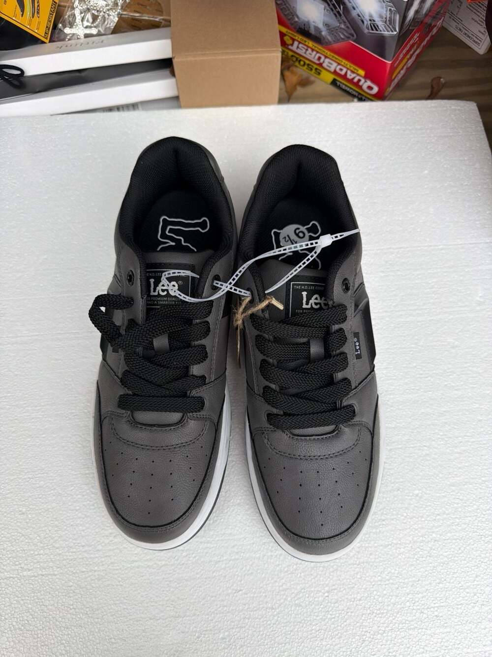 Lee Men's Prescot Low Top Synthetic Leather Sneakers Charcoal M000058-019